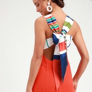 Lulus joyful red orange tie-back mini dress